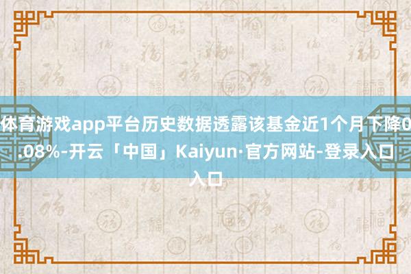 体育游戏app平台历史数据透露该基金近1个月下降0.08%-开云「中国」Kaiyun·官方网站-登录入口