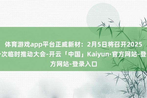 体育游戏app平台正威新材：2月5日将召开2025年第一次临时推动大会-开云「中国」Kaiyun·官方网站-登录入口