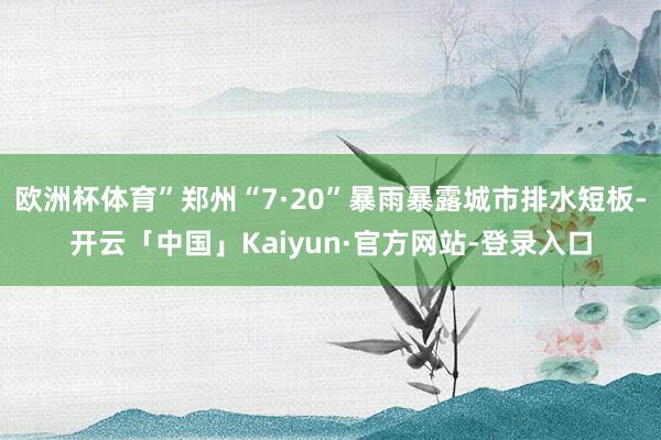 欧洲杯体育”郑州“7·20”暴雨暴露城市排水短板-开云「中国」Kaiyun·官方网站-登录入口
